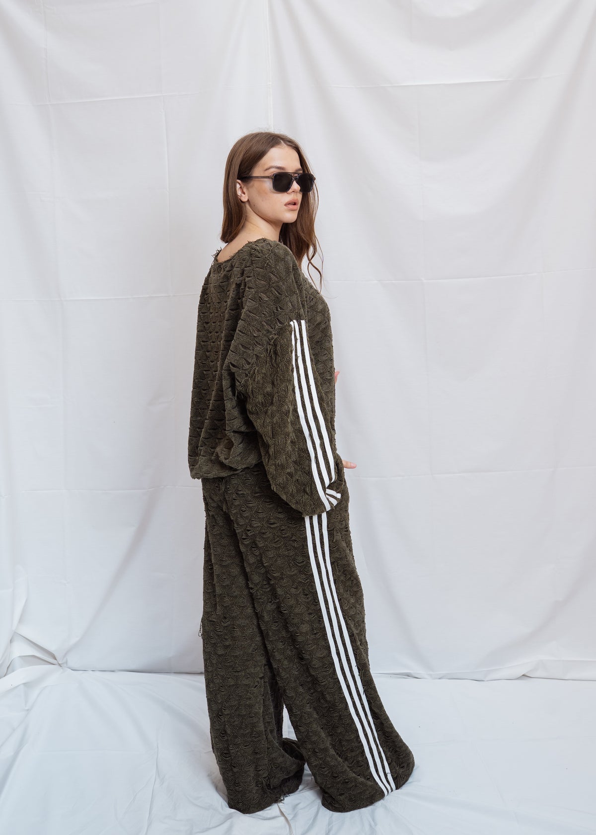 3 Line Knitted Set - Olive