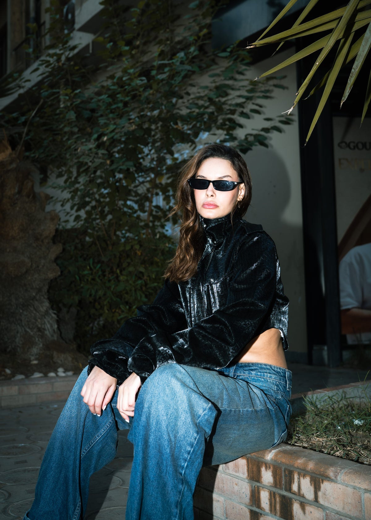 Corset Leather Jacket - Black