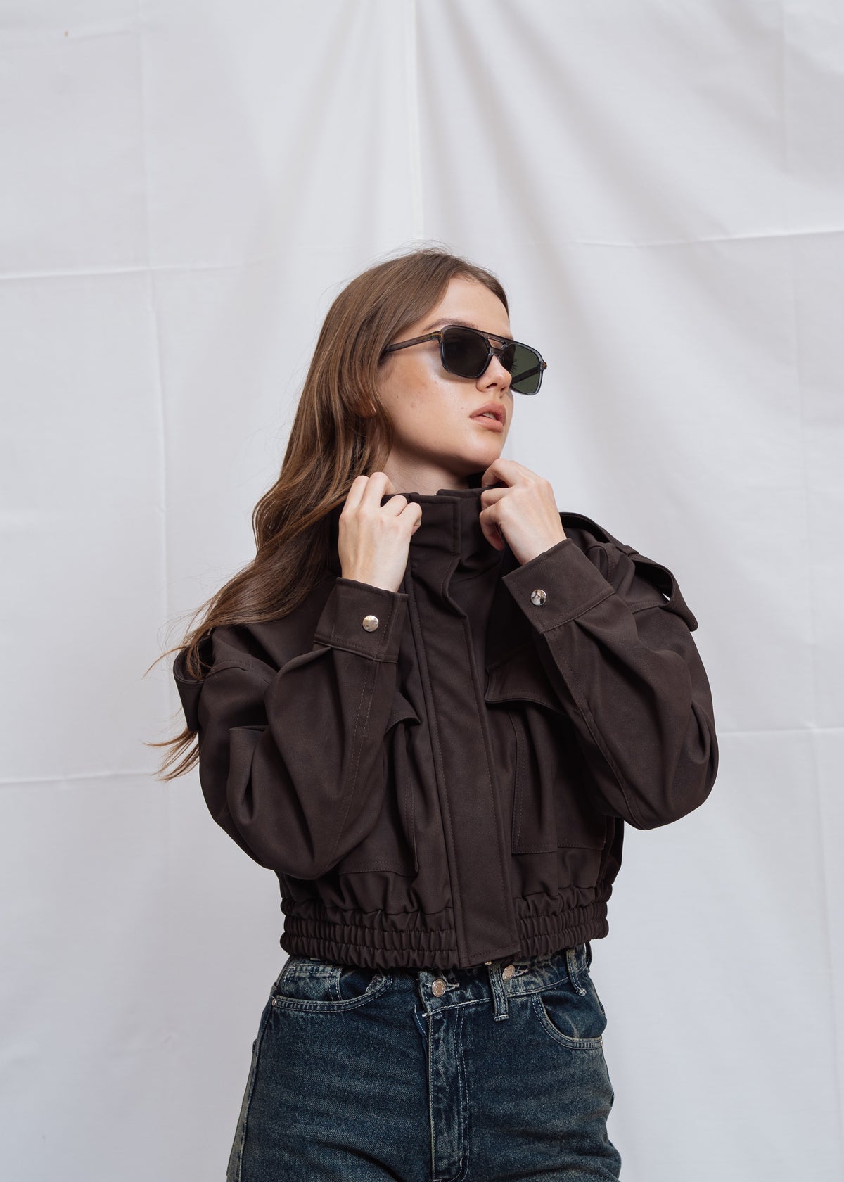 Cropped Jacket With Front Pocket