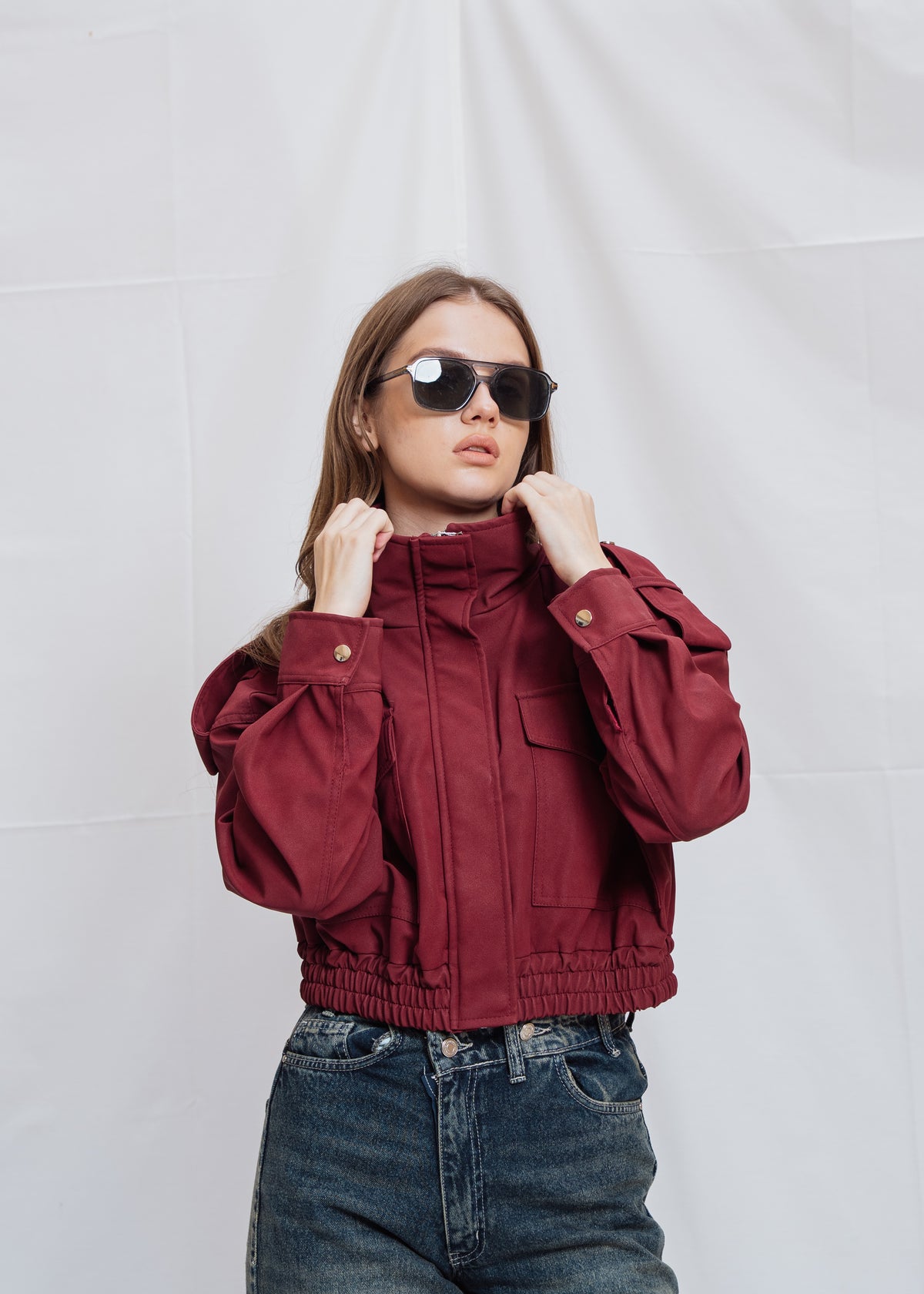 Cropped Jacket With Front Pocket