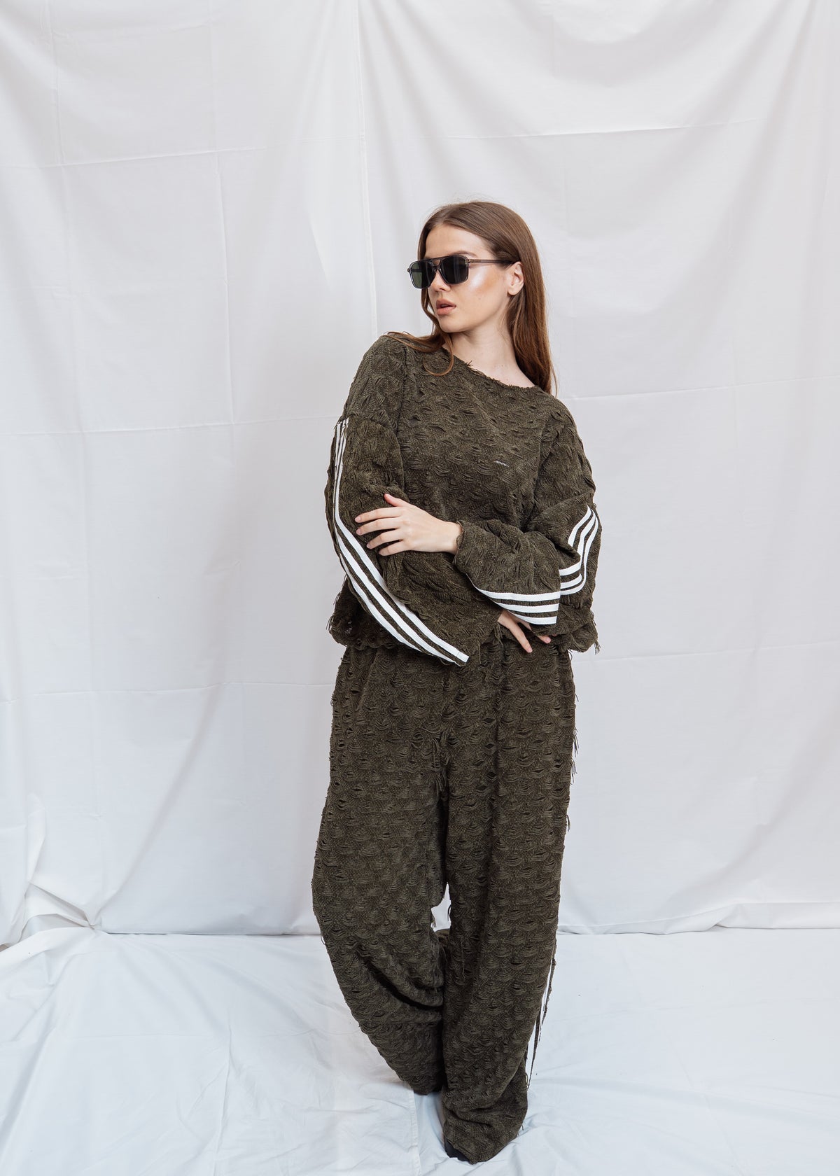 3 Line Knitted Set - Olive