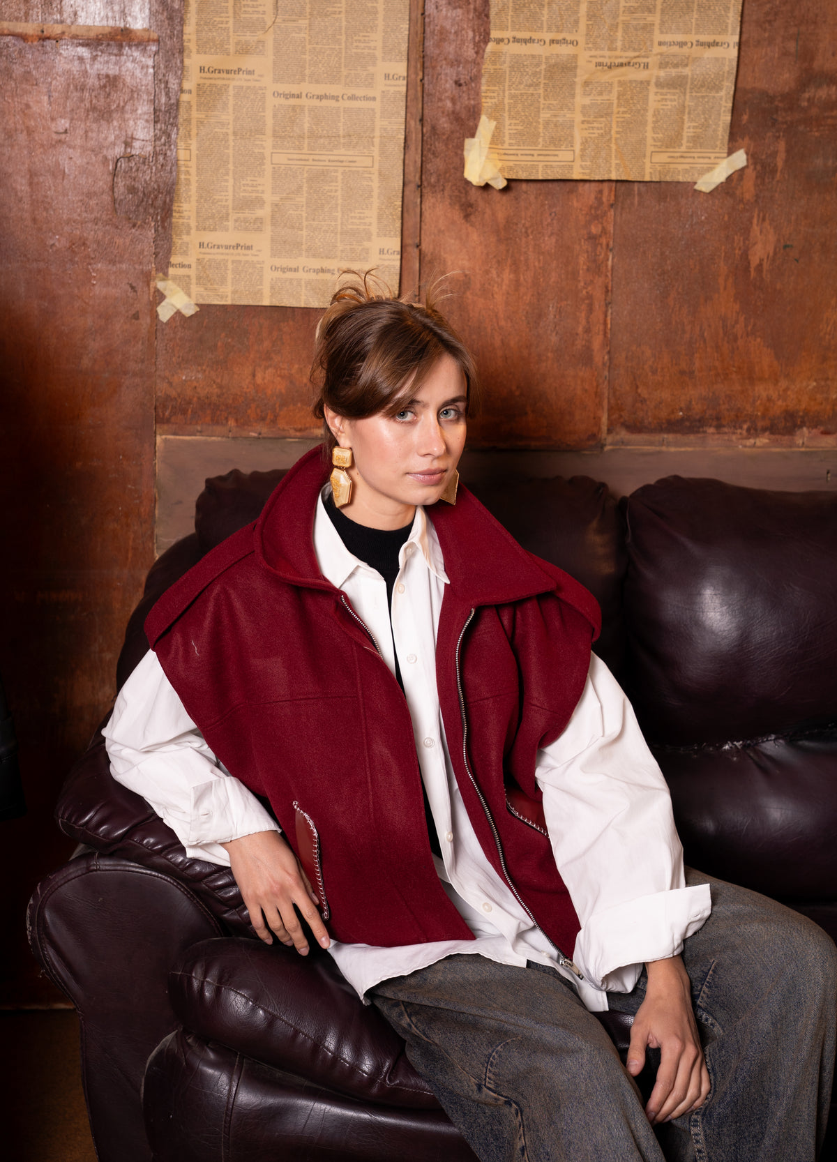 Puffy Waistcoat With Fringed Details