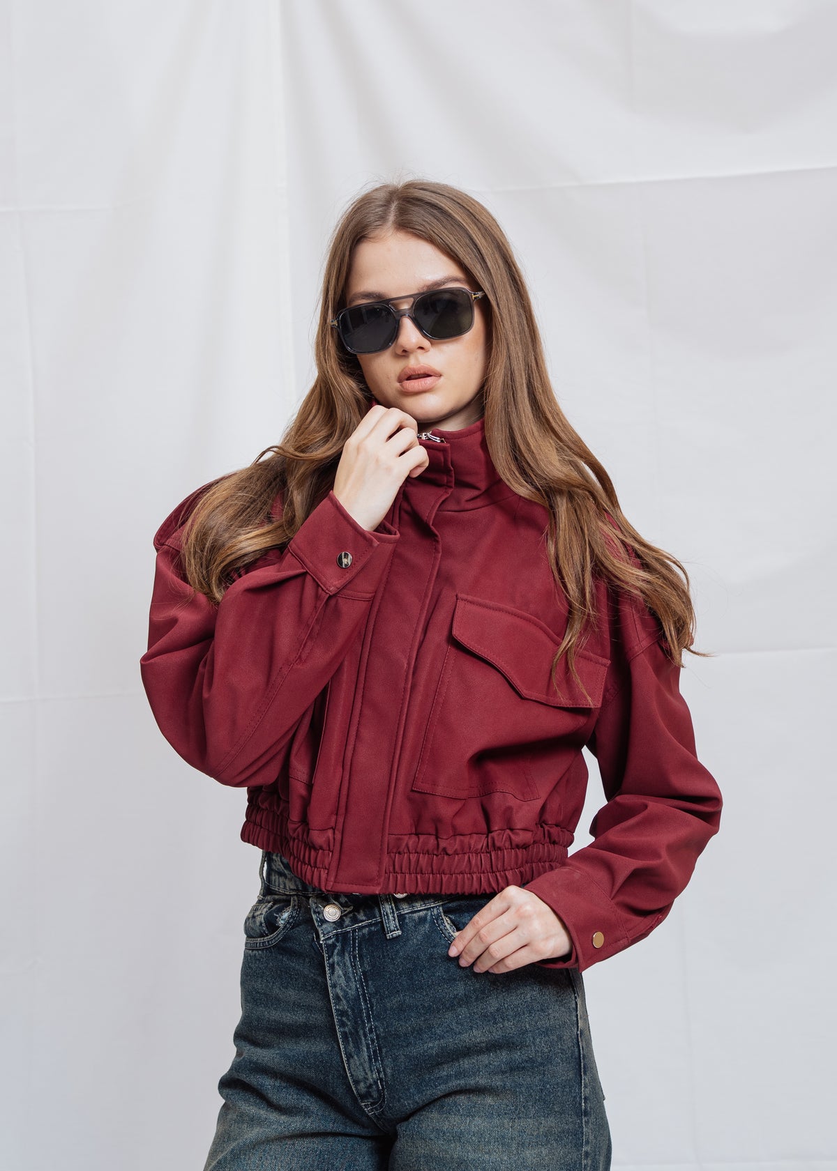 Cropped Jacket With Front Pocket