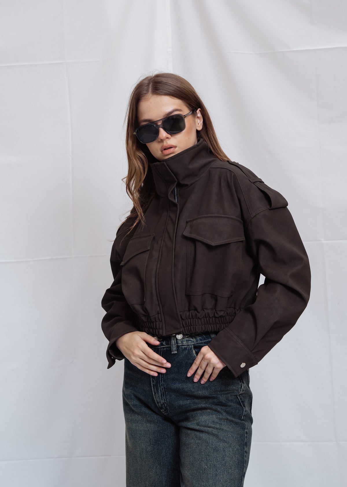 Cropped Jacket With Front Pocket