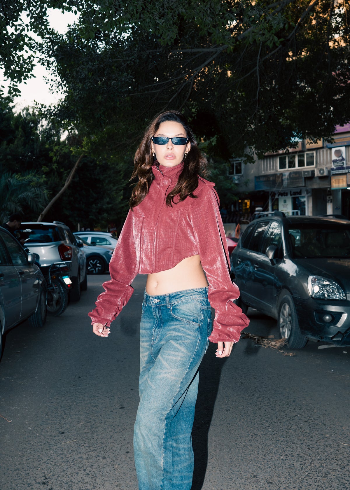 Corset Leather Jacket - Burgundy
