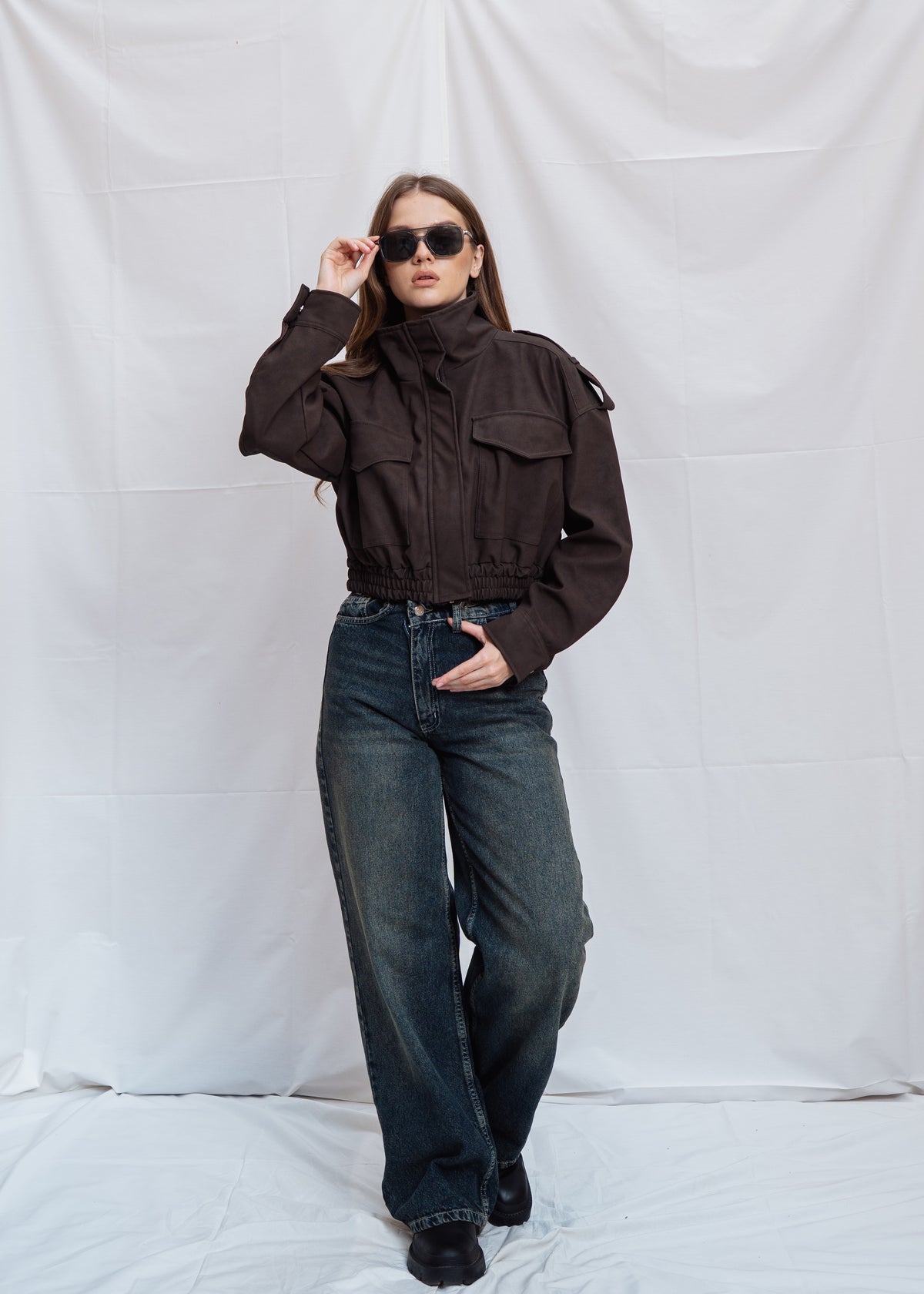 Cropped Jacket With Front Pocket