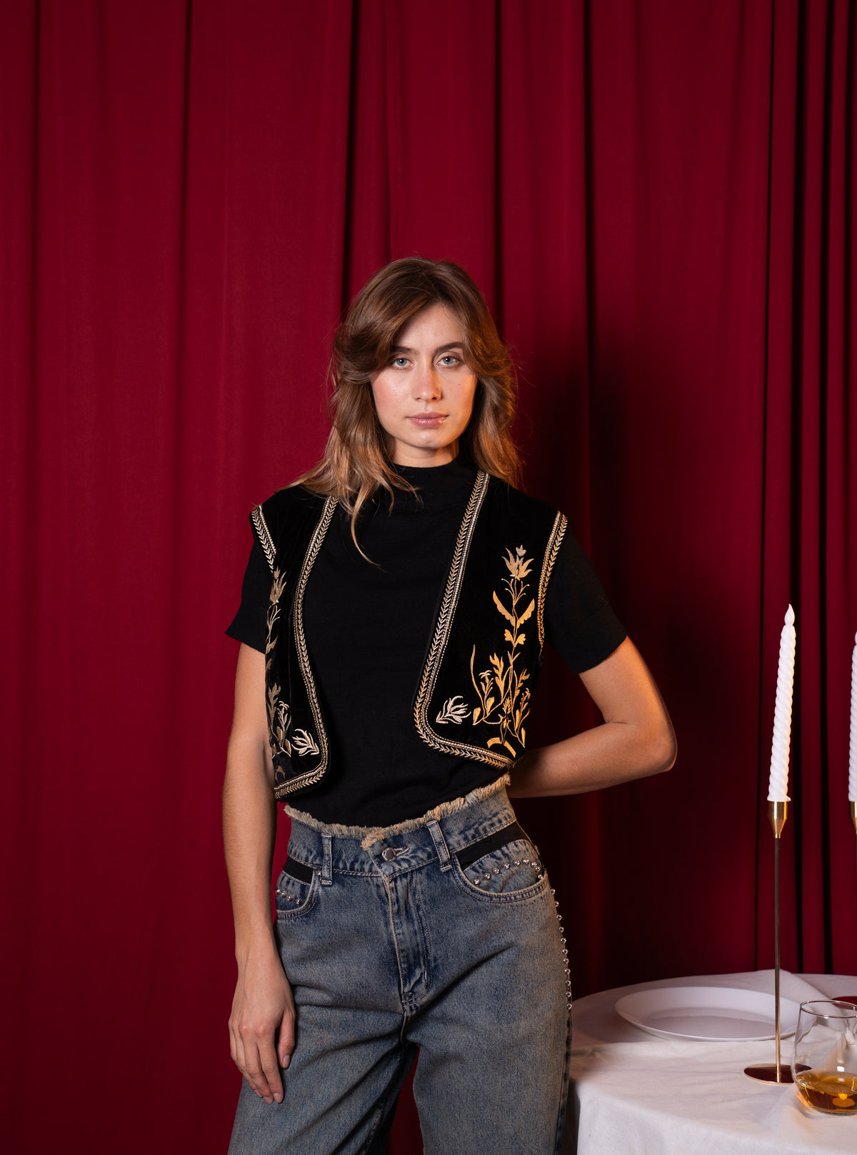 Velvet Embroidered Waistcoat