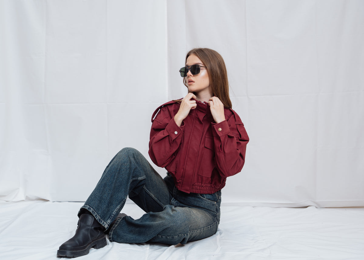 Cropped Jacket With Front Pocket