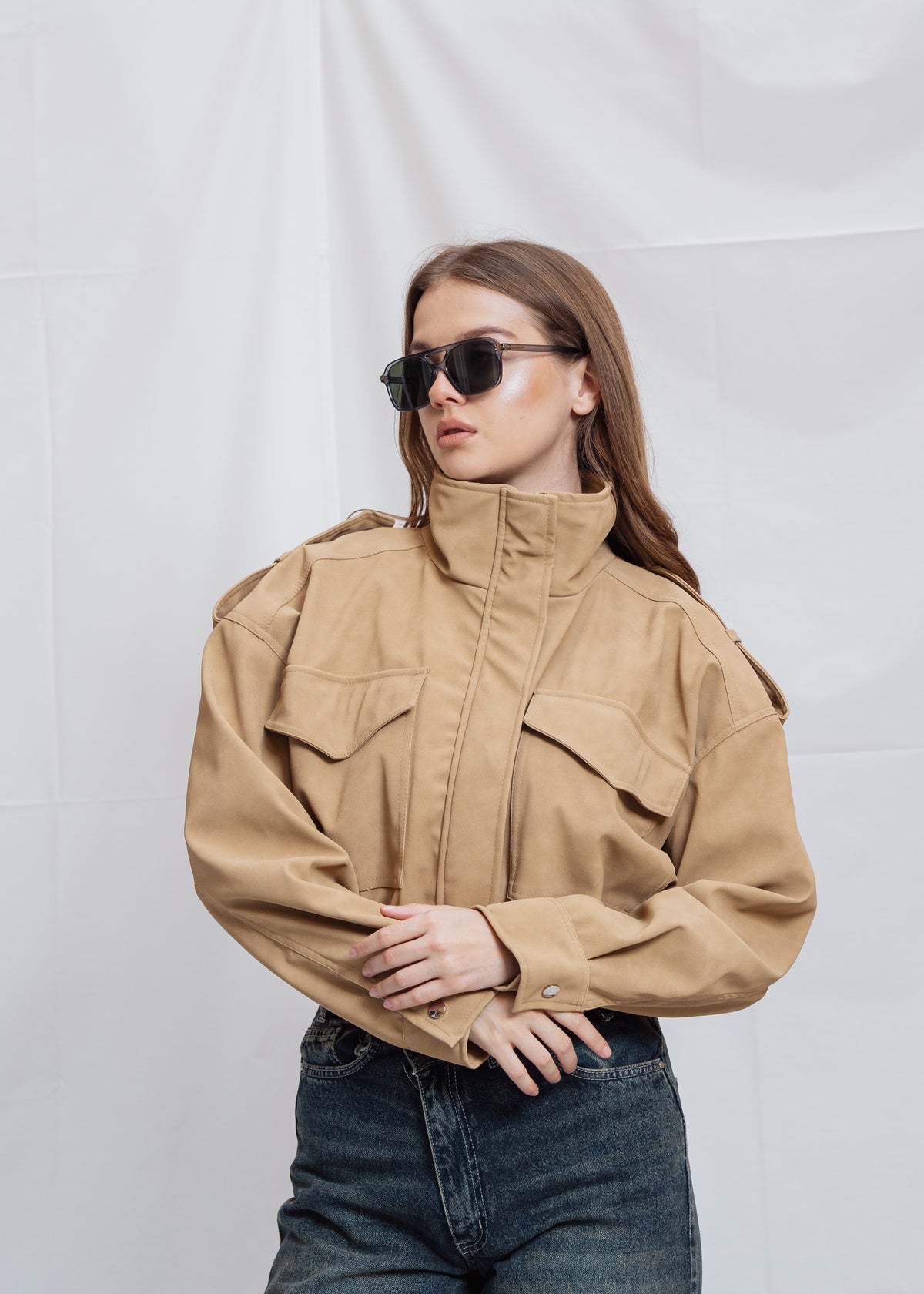 Cropped Jacket With Front Pocket