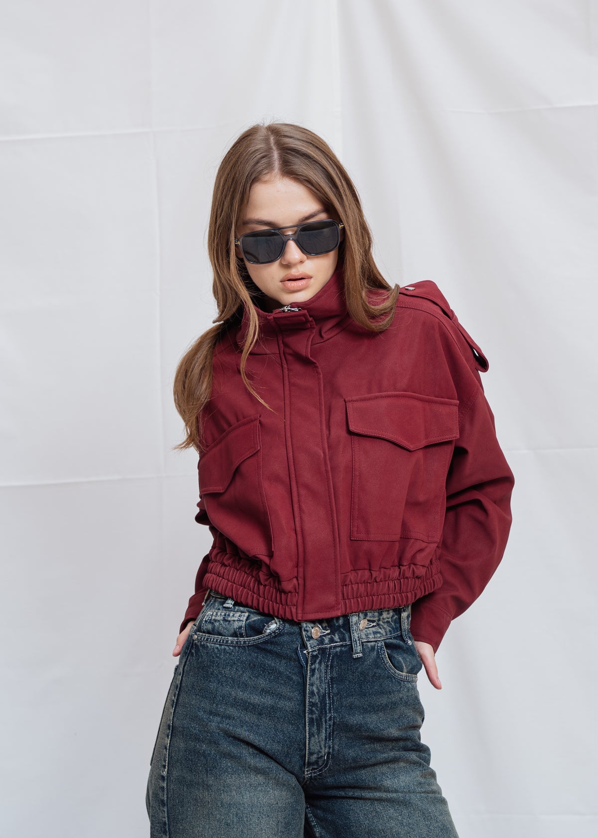 Cropped Jacket With Front Pocket