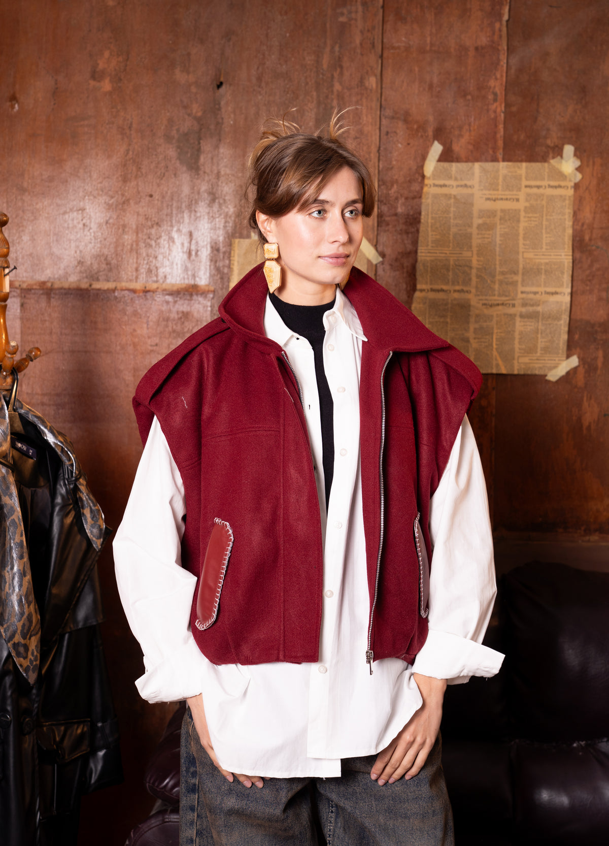 Puffy Waistcoat With Fringed Details