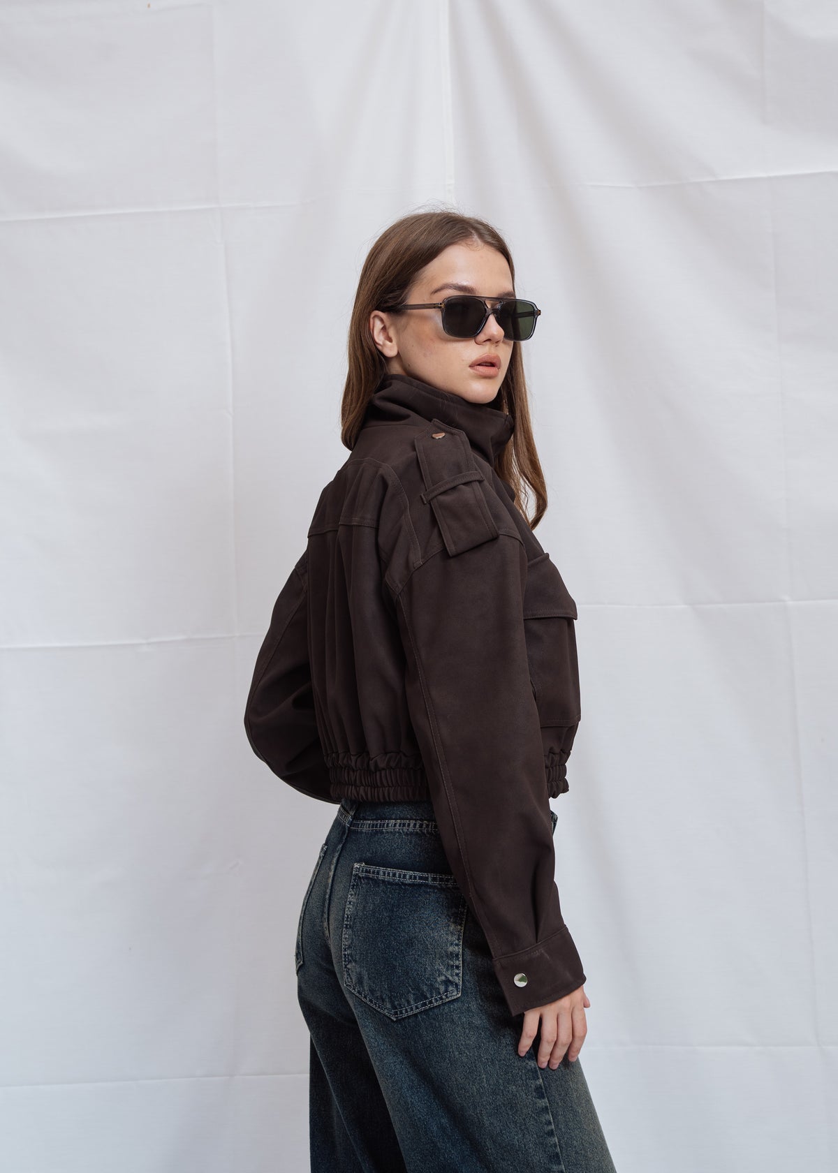 Cropped Jacket With Front Pocket