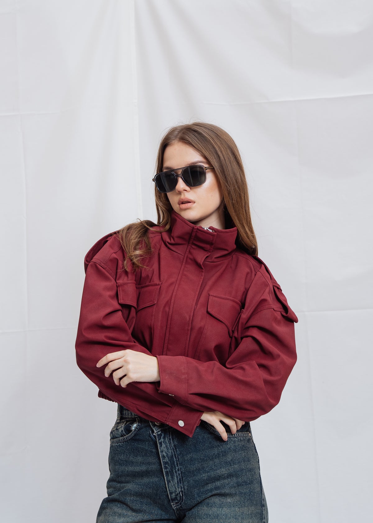 Cropped Jacket With Front Pocket