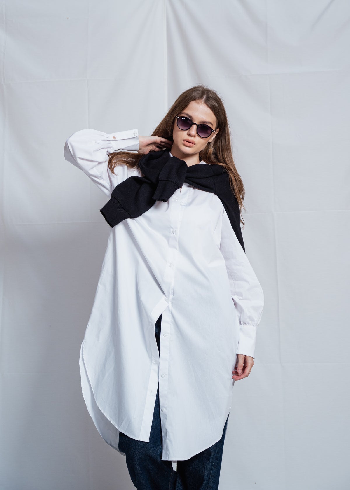 Long Basic Poplin Shirt