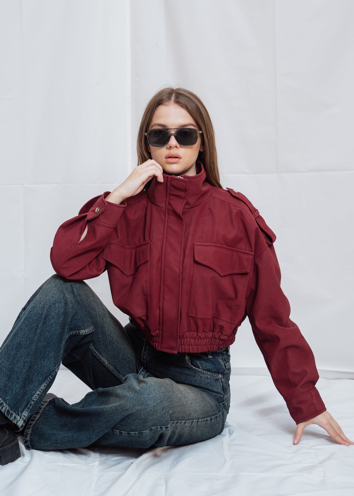 Cropped Jacket With Front Pocket