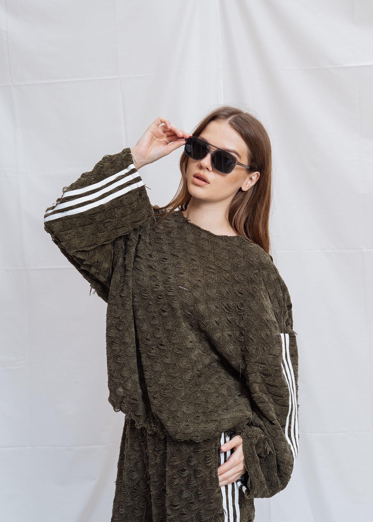3 Line Knitted Set - Olive