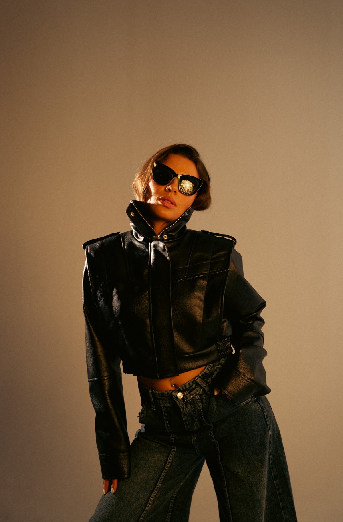 Short Leather Effect Jacket