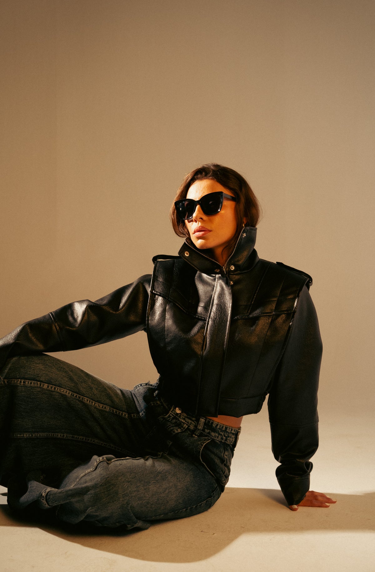 Short Leather Effect Jacket