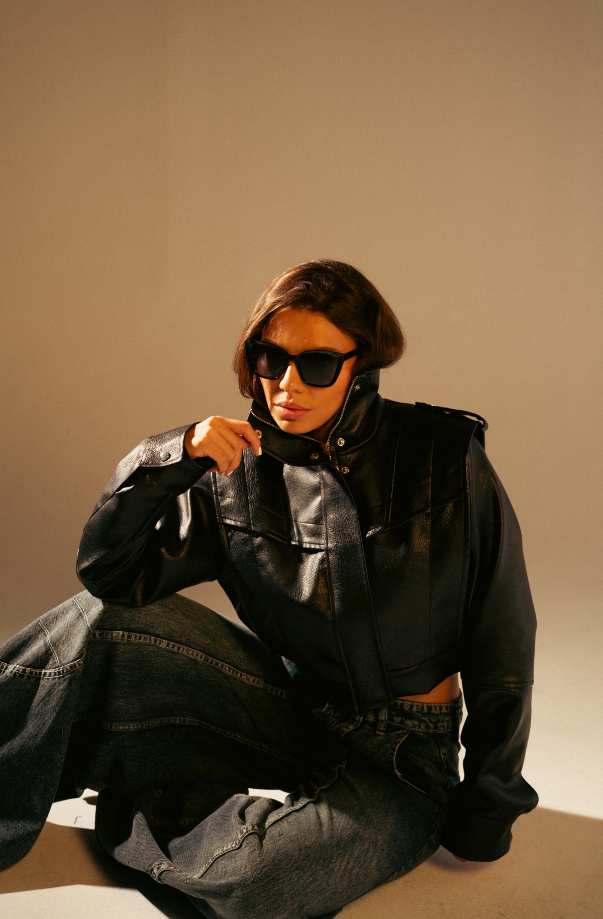 Short Leather Effect Jacket