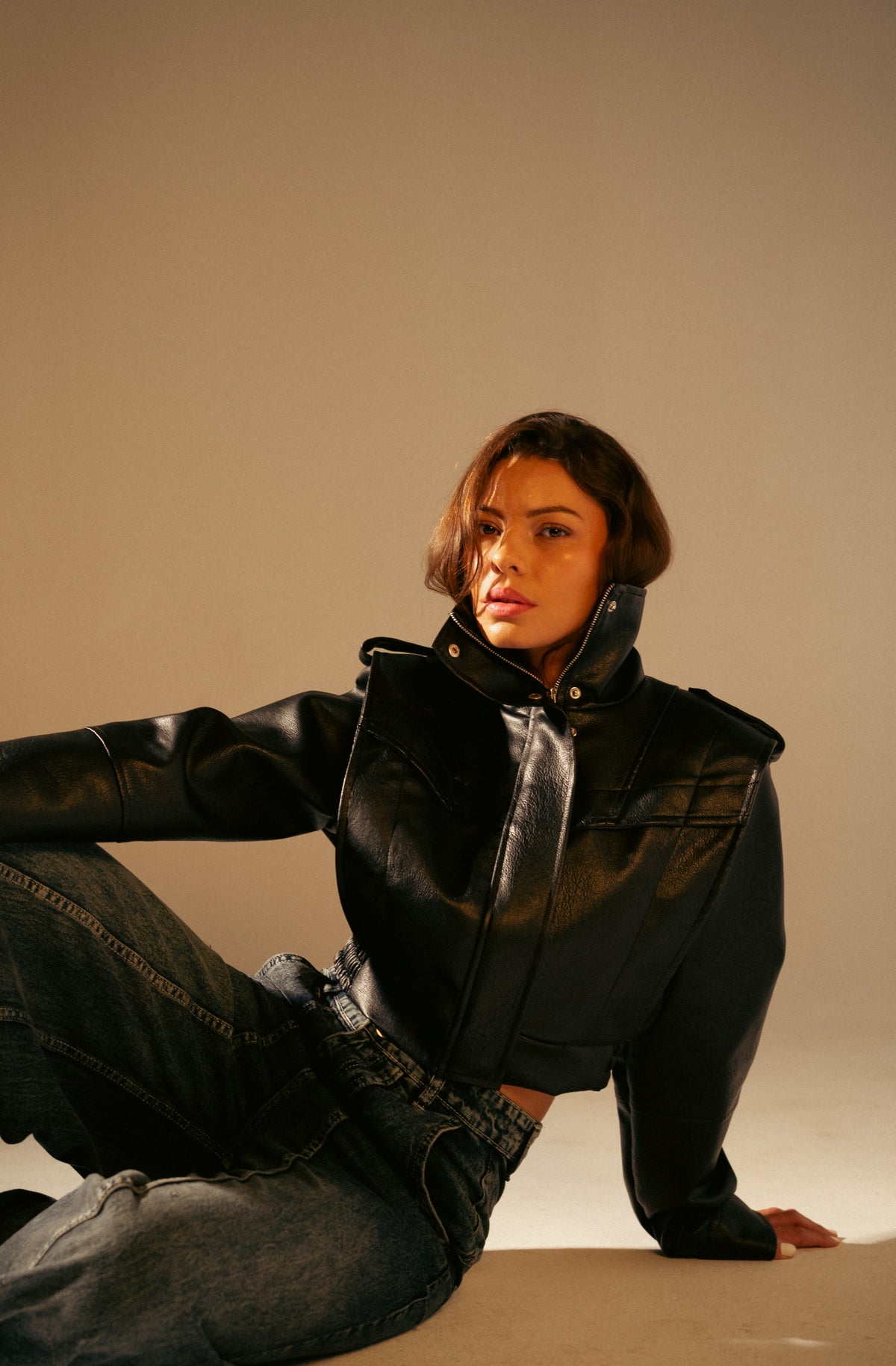 Short Leather Effect Jacket