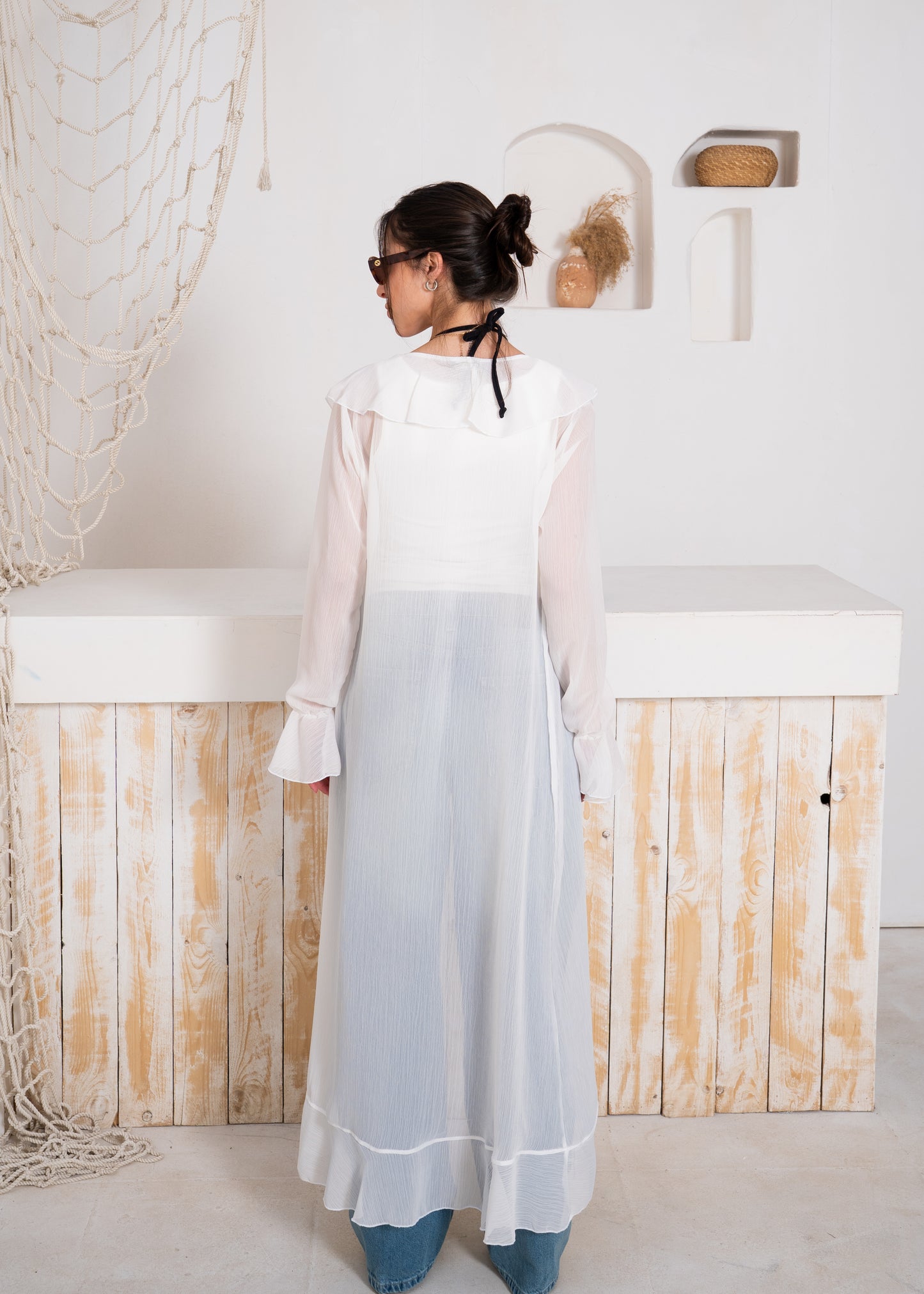 fluid chiffon long sleeve cardigan