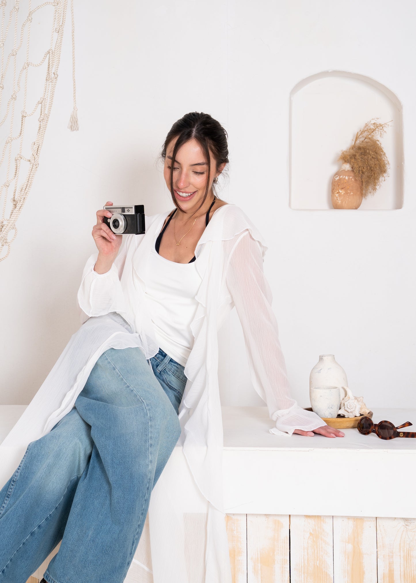 fluid chiffon long sleeve cardigan
