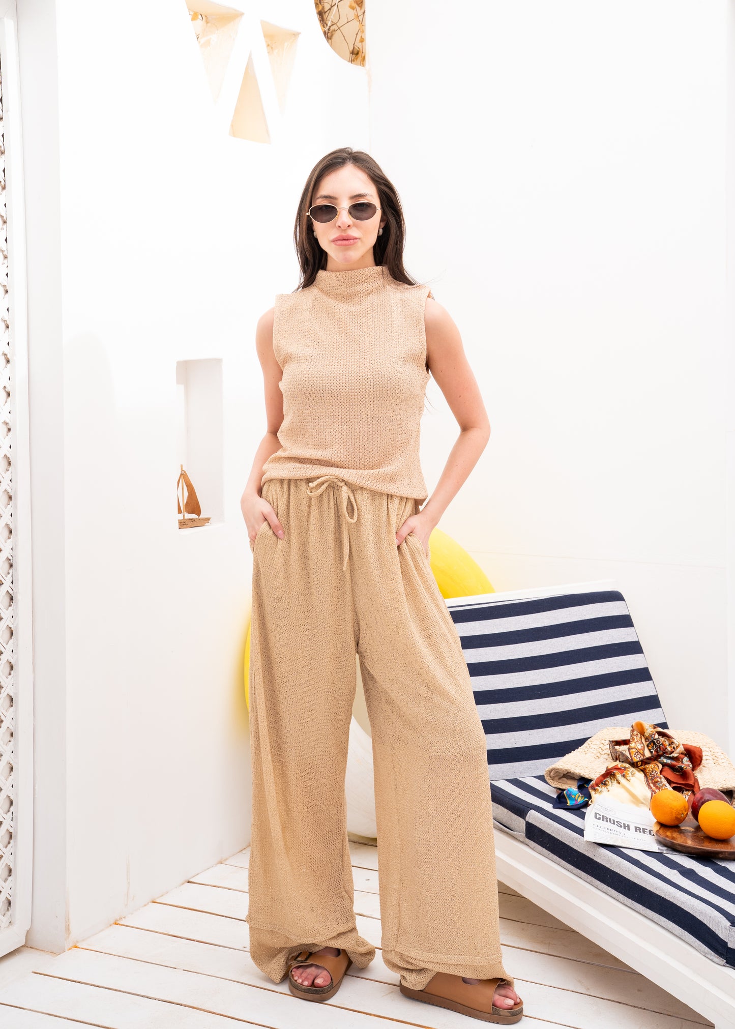 mesh wide leg trousers