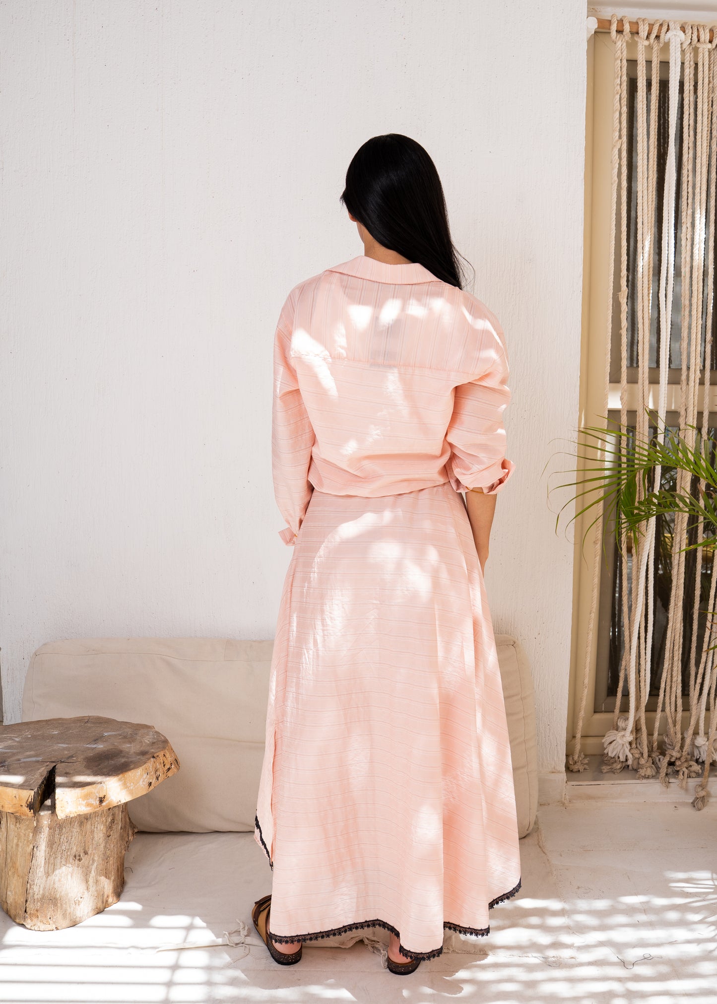 stripe set with lace details