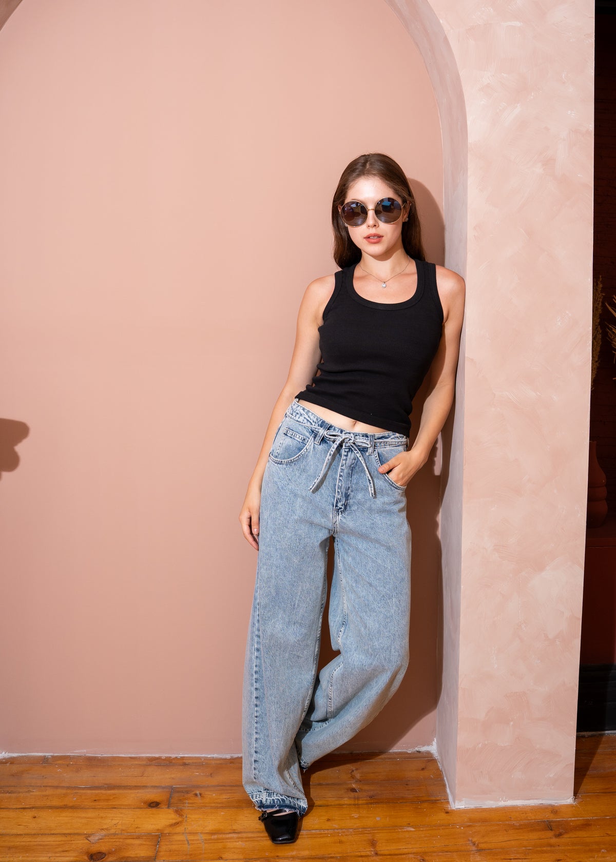 High rise wide fit jeans