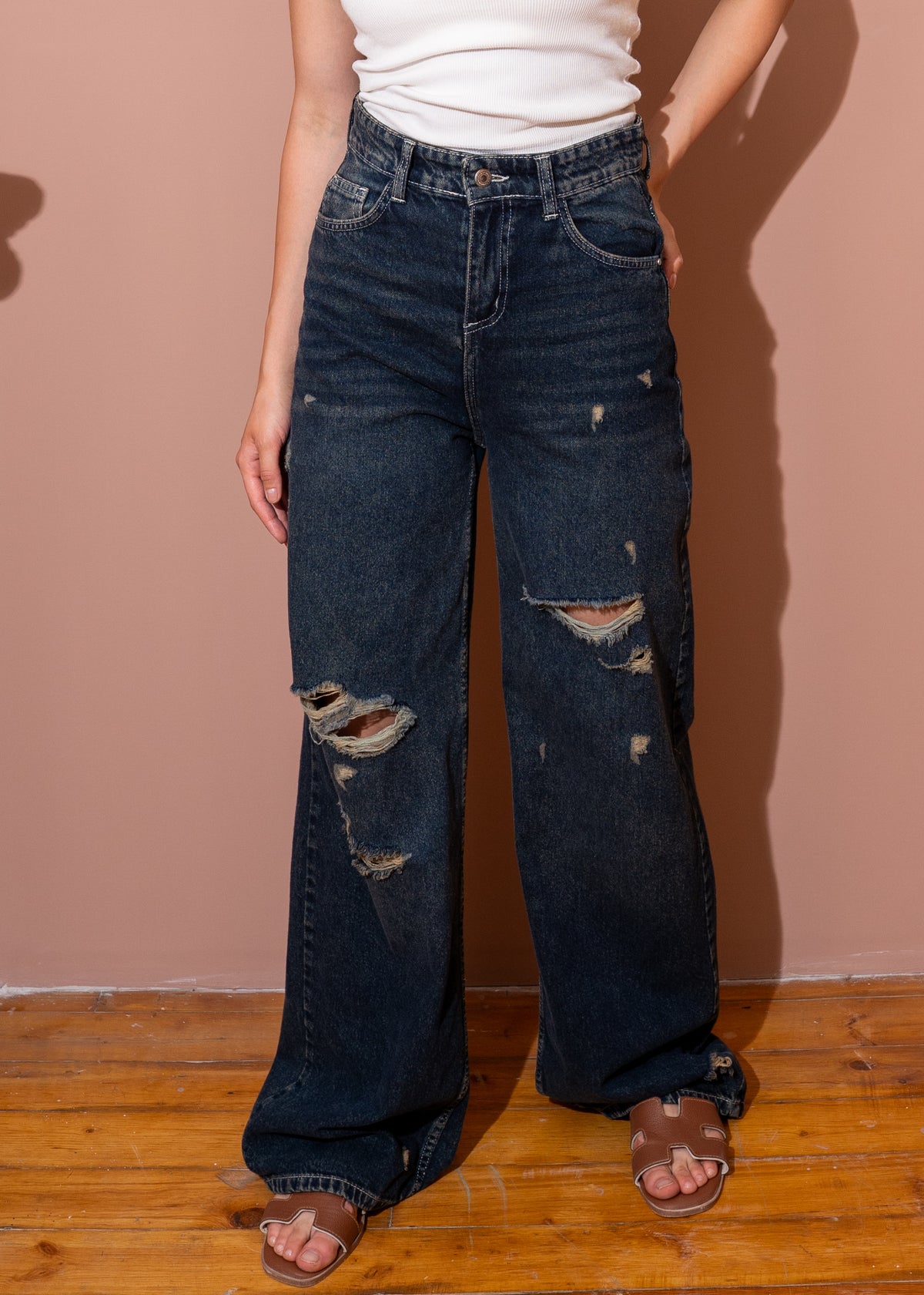 ripped wide jeans