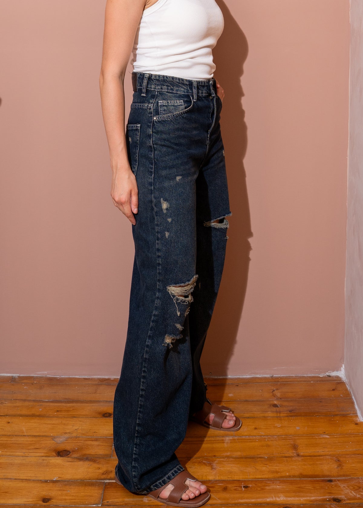 ripped wide jeans