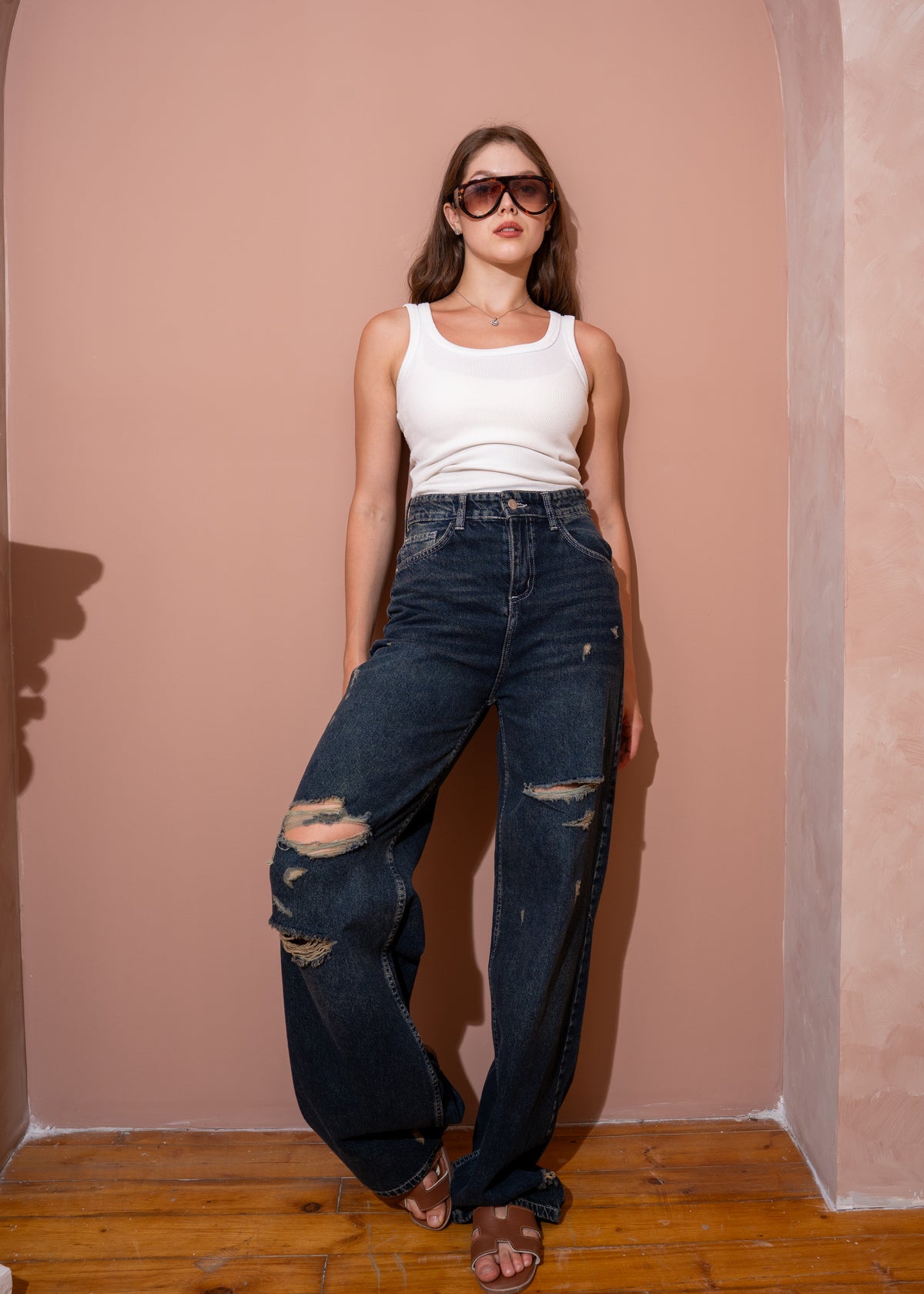 ripped wide jeans