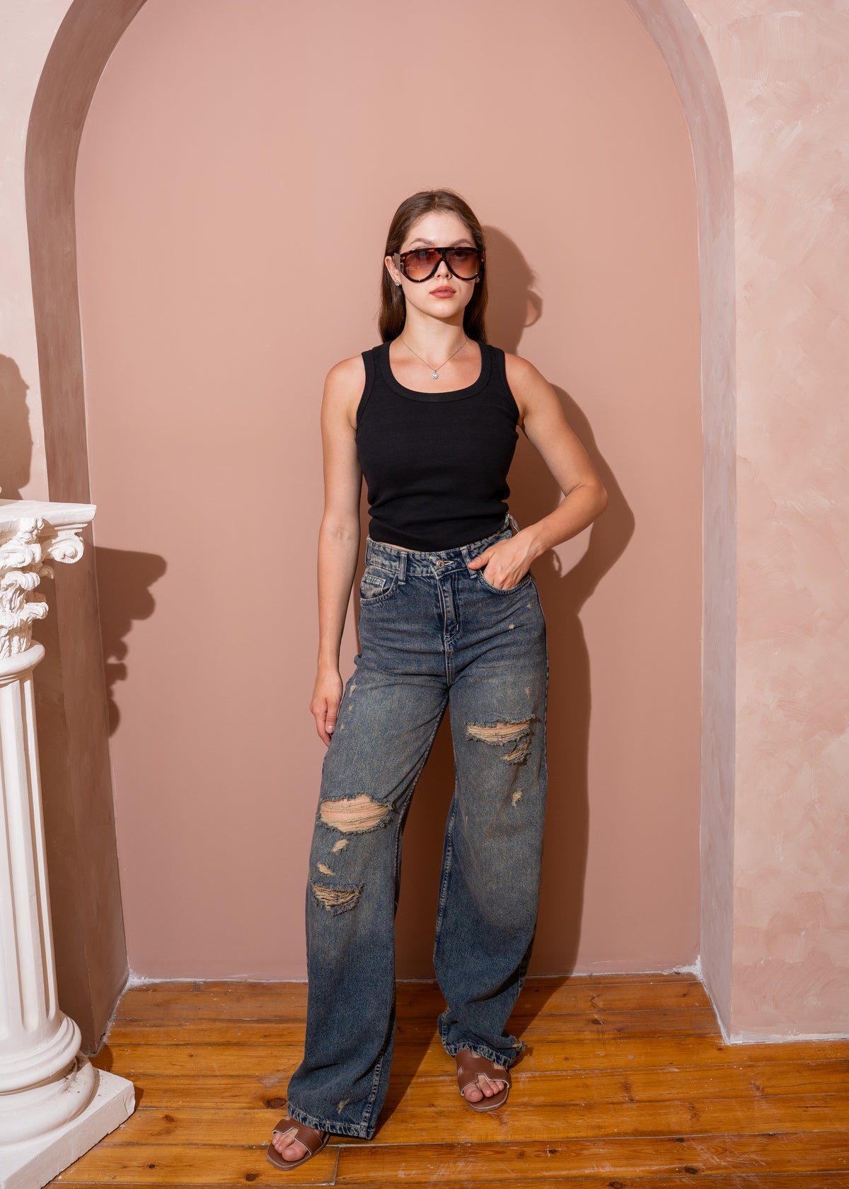 ripped wide jeans