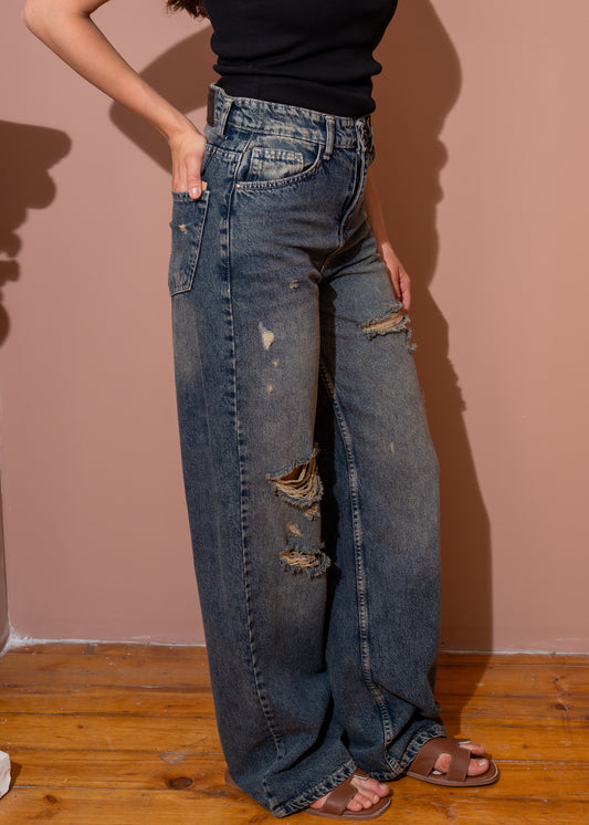 ripped wide jeans