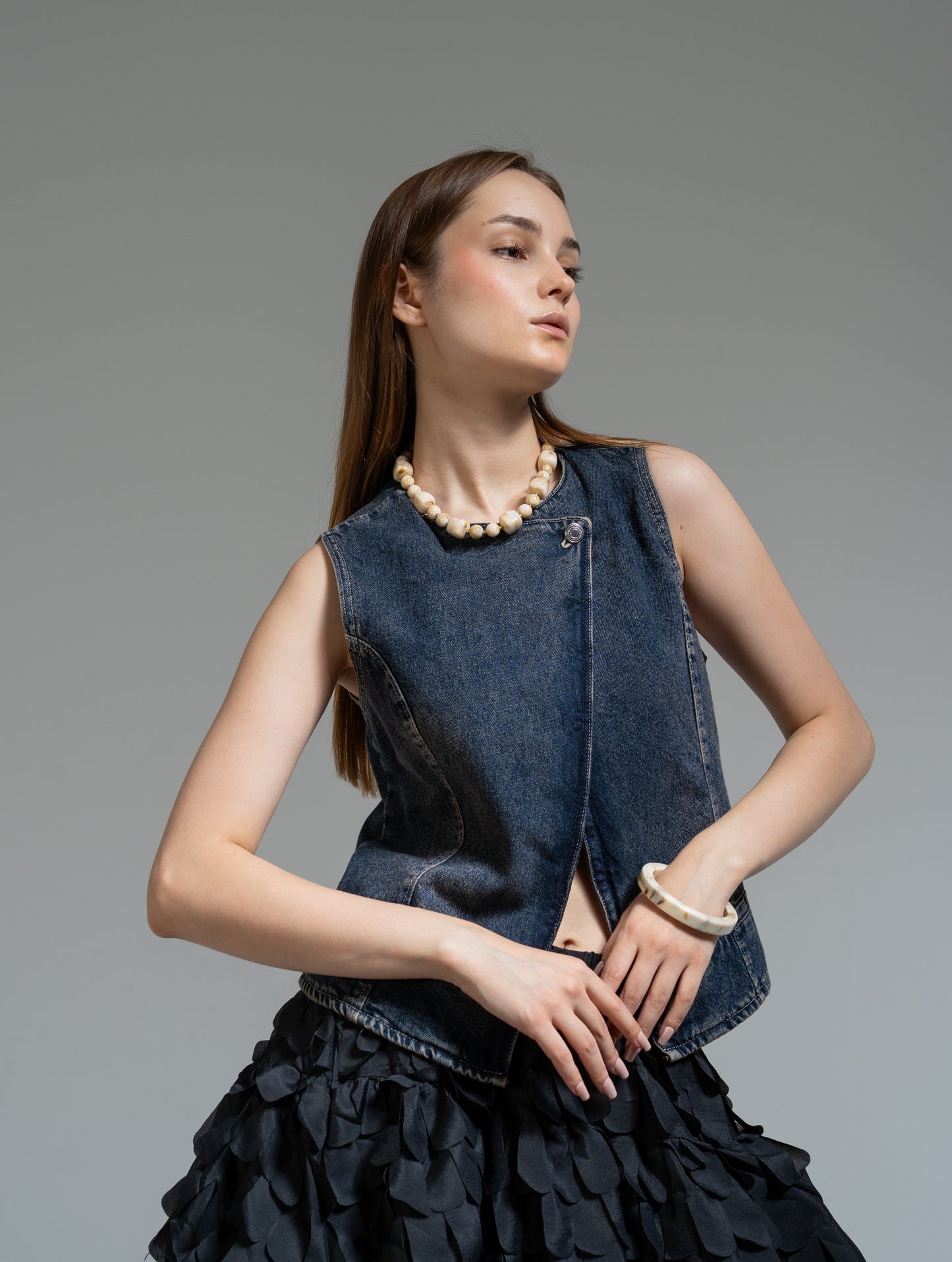 sleeveless denim vest