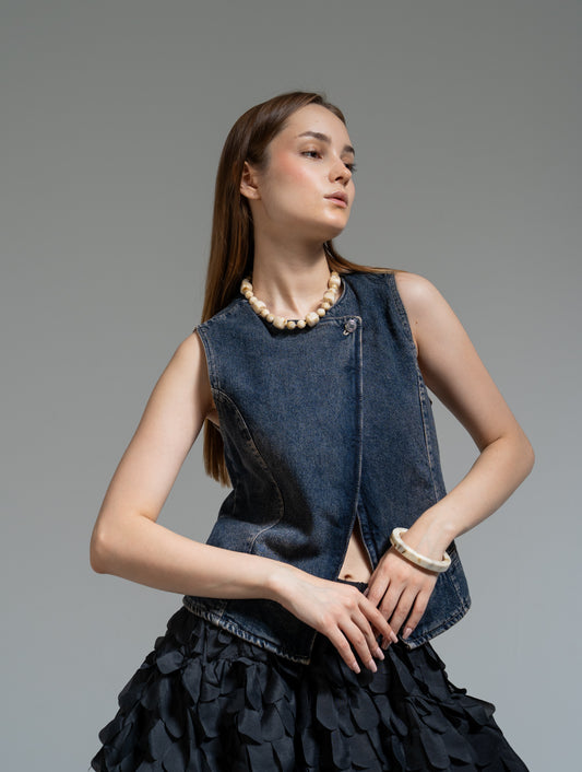 sleeveless denim vest
