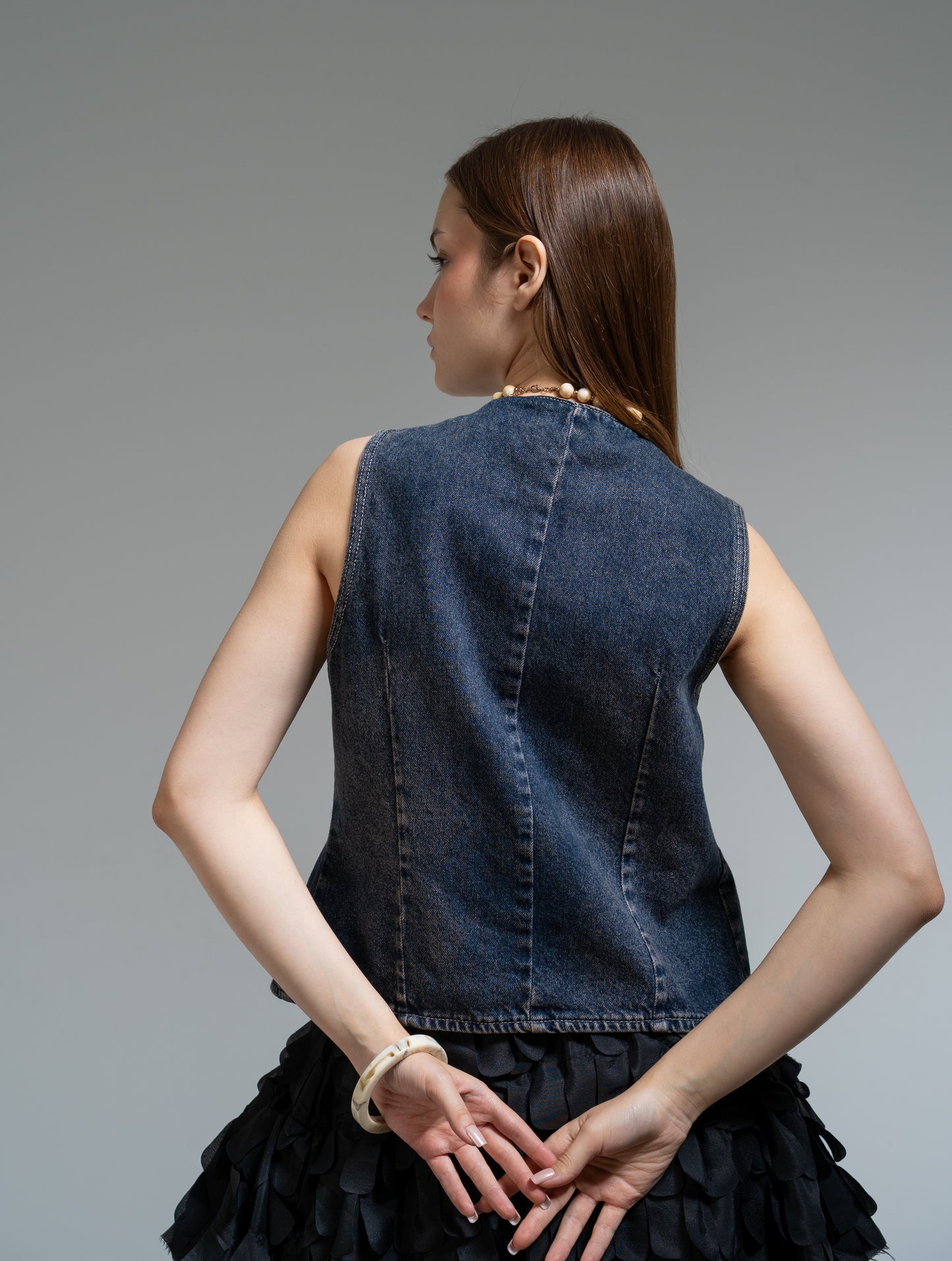 sleeveless denim vest