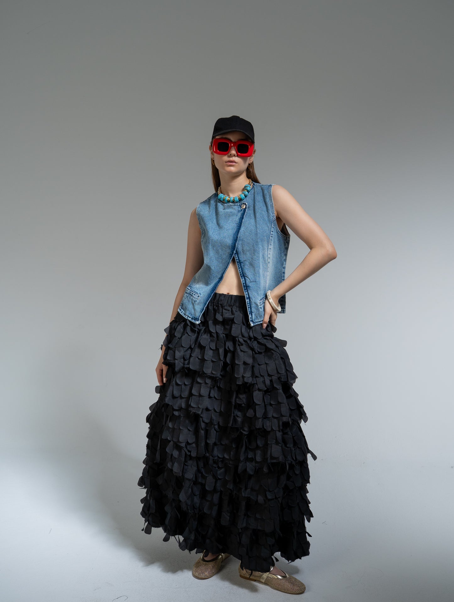 sleeveless denim vest