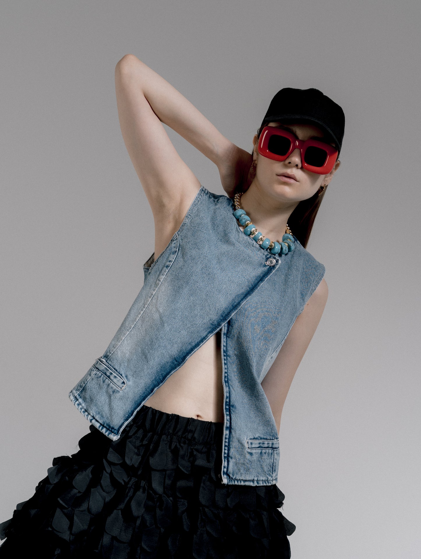 sleeveless denim vest