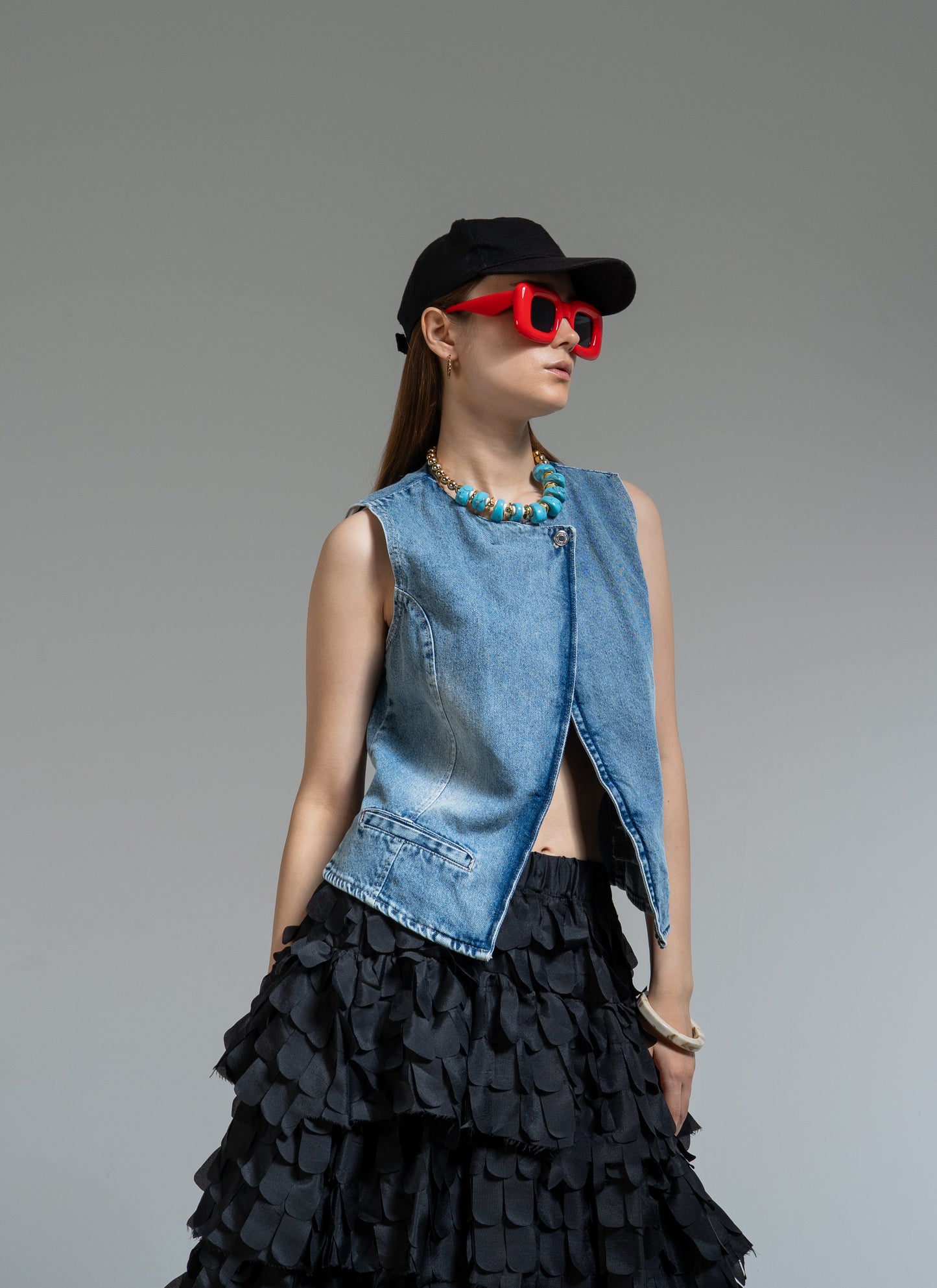 sleeveless denim vest