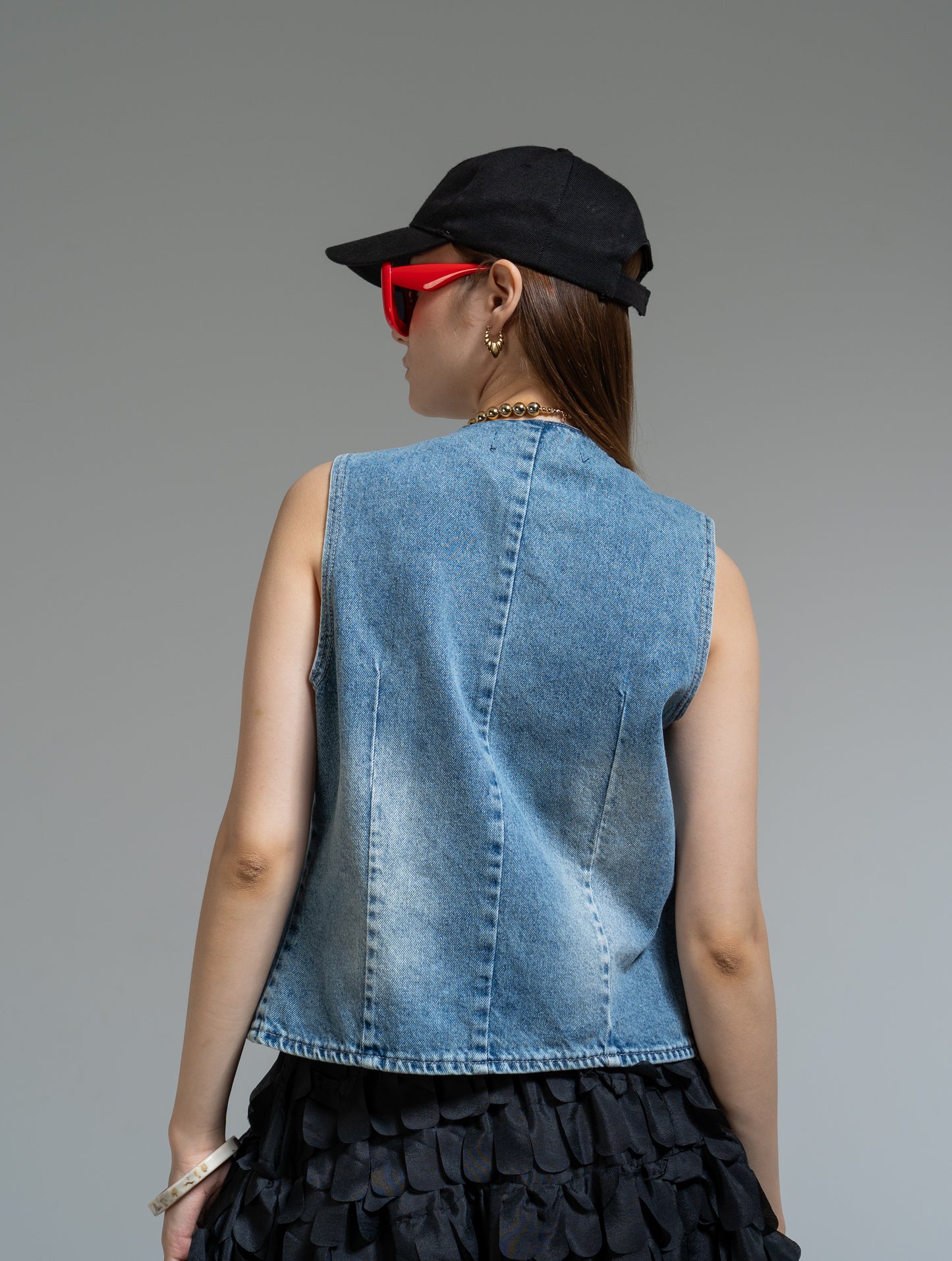 sleeveless denim vest