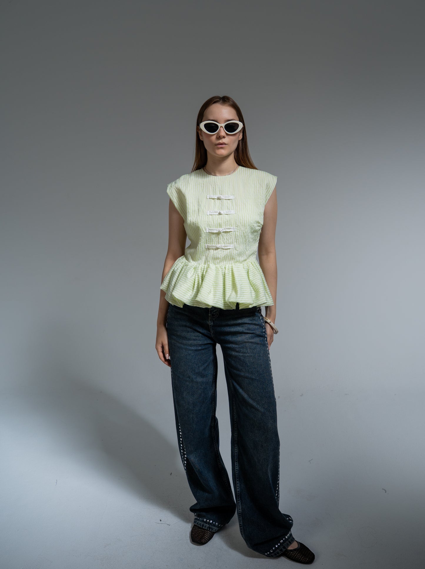 stripe napleon blouse