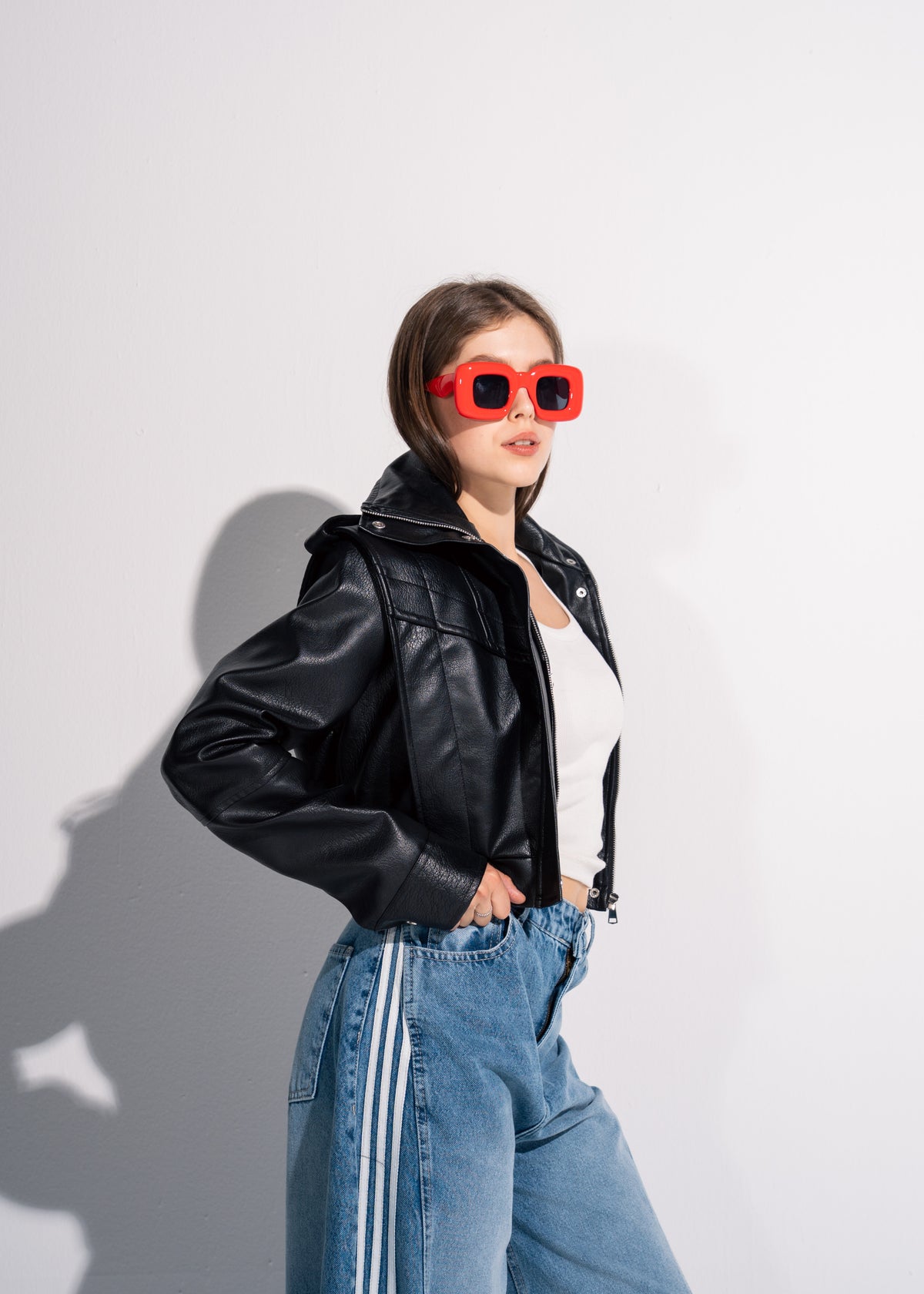 Short Leather Effect Jacket