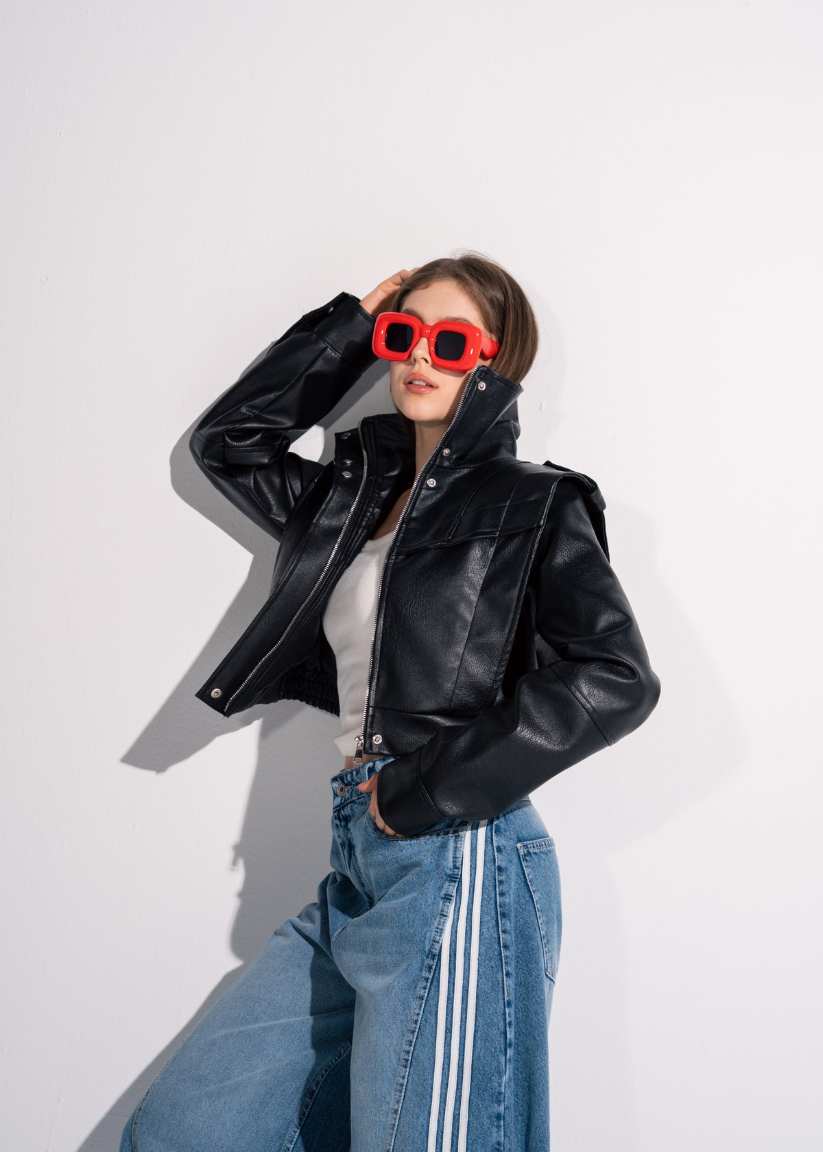 Short Leather Effect Jacket