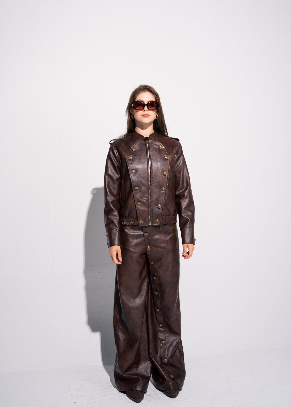 Buttoned Leather Jacket
