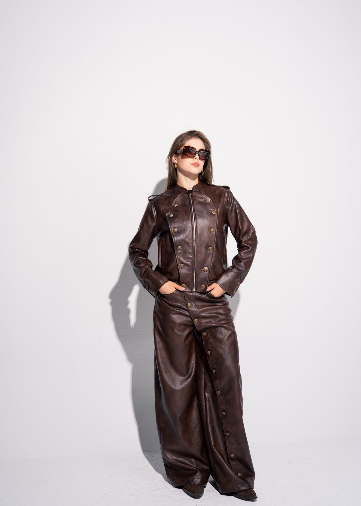 Buttoned Leather Jacket