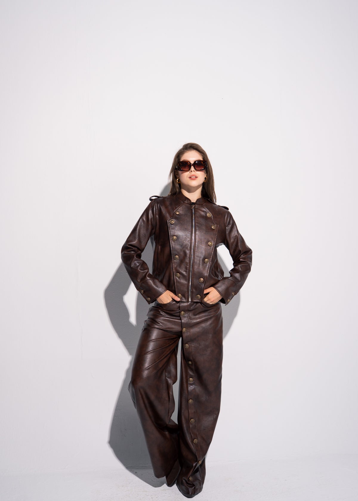 Buttoned Leather Trousers