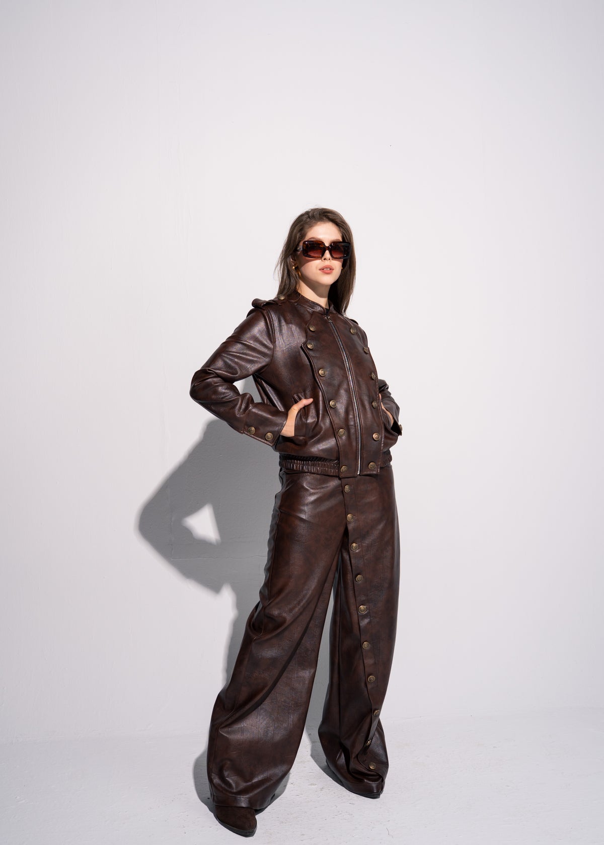 Buttoned Leather Jacket