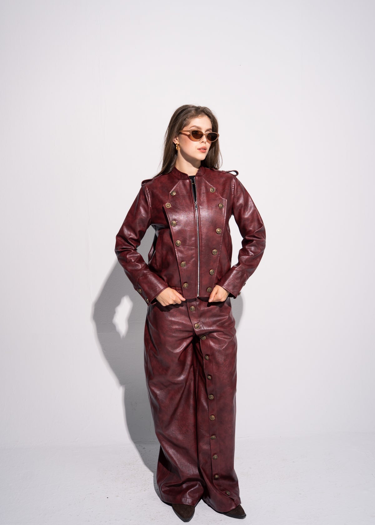Buttoned Leather Trousers