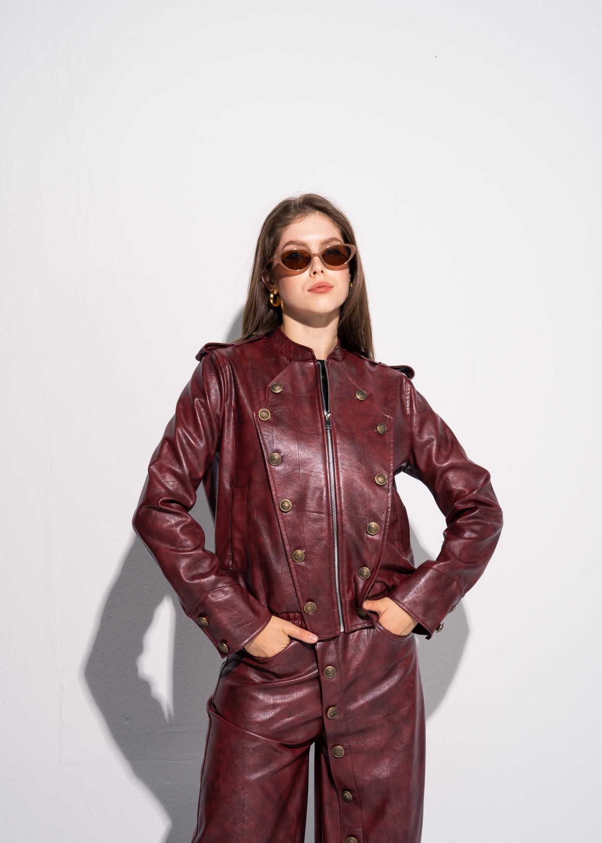 Buttoned Leather Jacket
